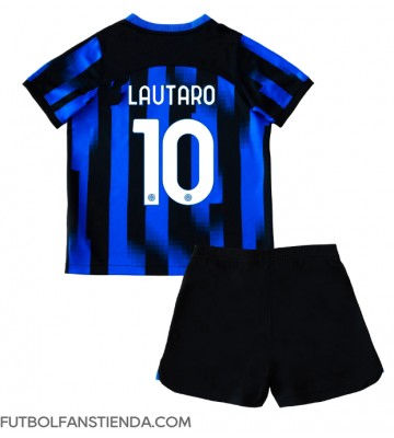 Inter Milan Lautaro Martinez #10 Primera Equipación Niños 2023-24 Manga Corta (+ Pantalones cortos)